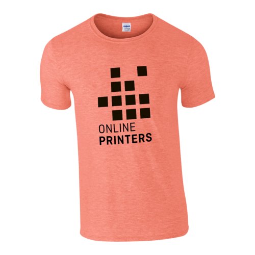 Orange bomulds-T-shirt til mnd med korte rmer.