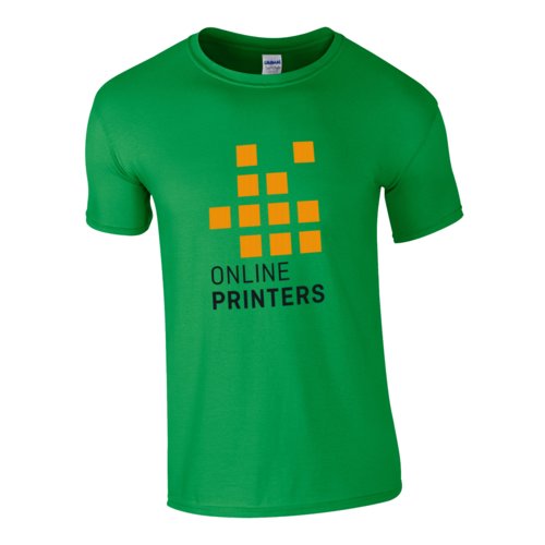 Grn stof-T-shirt med korte rmer og rund hals.