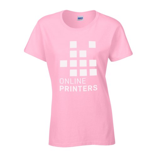 Lyserd bomulds-T-shirt til damer med korte rmer.
