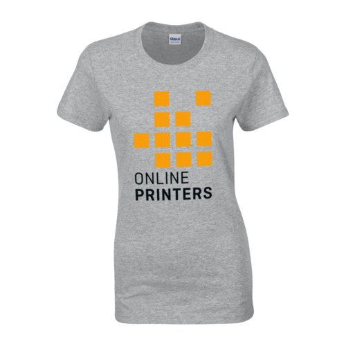 Gr bomulds-T-shirt til damer med korte rmer.
