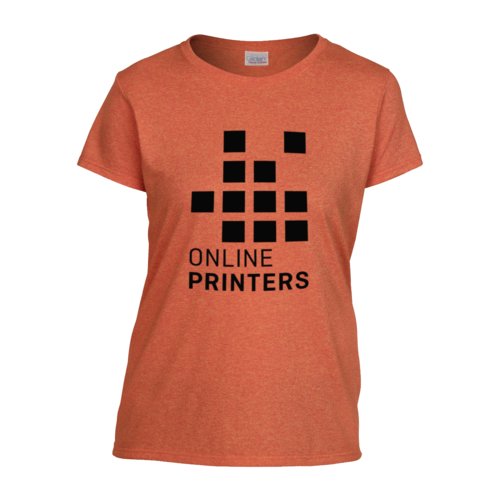 Orange bomulds T-shirt til damer, lige snit.