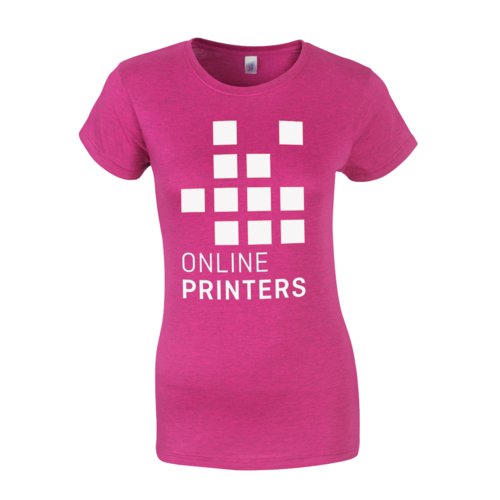 Fuchsia bomulds T-shirt til kvinder med korte rmer.