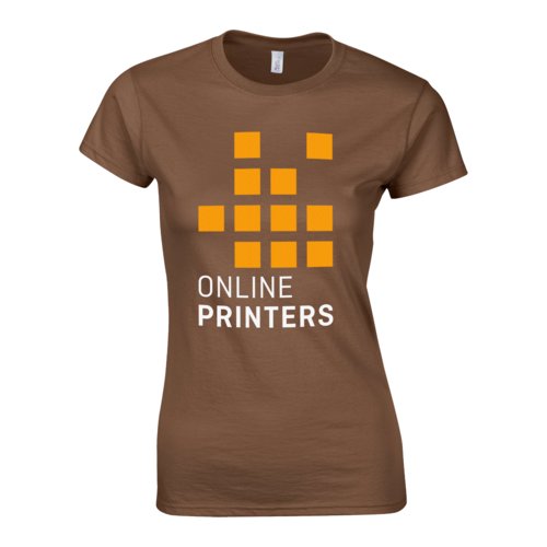 Brun dame T-shirt i bomuldsjersey med korte rmer.