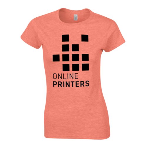Lyngfarvet orange bomulds-T-shirt til kvinder med korte rmer.