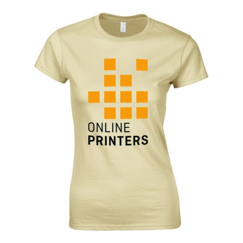 Sandfarvet dame T-shirt i bomuldsjersey med korte rmer.