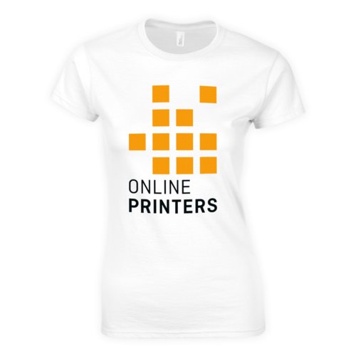 Hvid bomulds-T-shirt til damer med korte rmer.