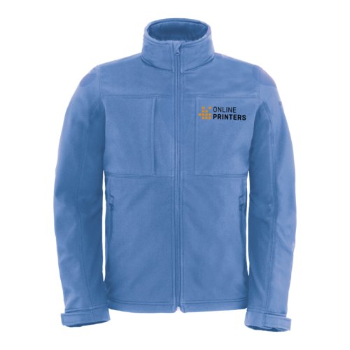 Azure softshell jakke lavet af polyester og elastan med lynls og lommer.