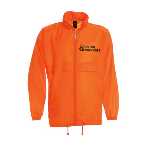 Orange nylon vindjakke med fuld lynls.
