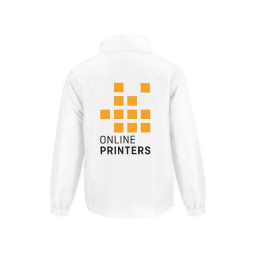 Hvid polyester vindjakke til mnd.