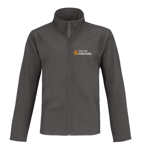 Mrkegr softshelljakke af polyester og elastan til mnd.