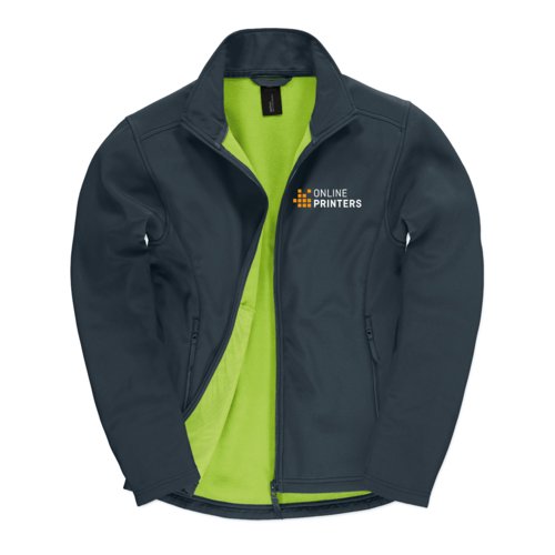 Navybl softshell jakke i polyester og elastan med lynlse.