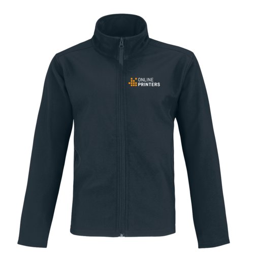 Navybl softshell jakke lavet af polyester-elastanblanding med lynls.