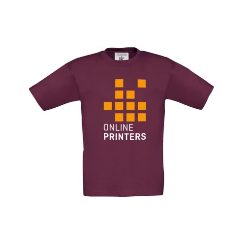 Burgunderfarvet bomulds T-shirt til brn med korte rmer.