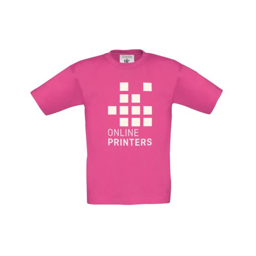 Fuchsiafarvet bomulds-t-shirt til brn med korte rmer.
