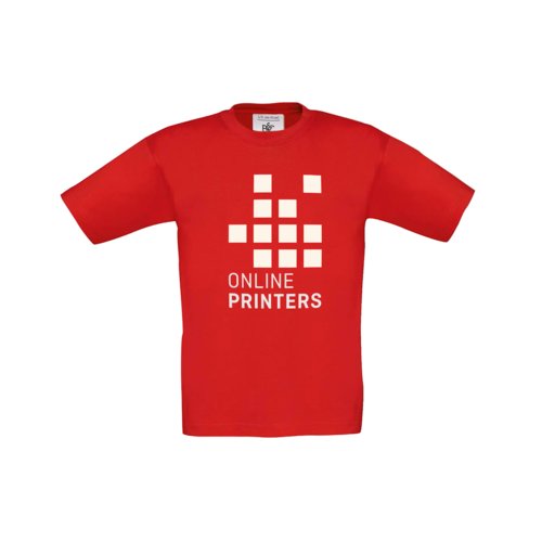 Rd bomulds T-shirt til brn med korte rmer.