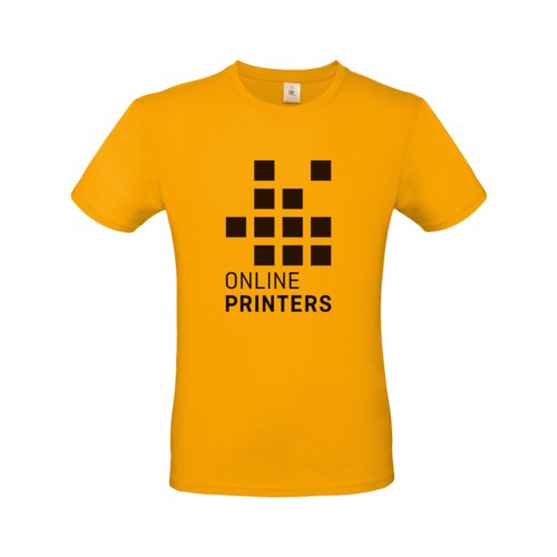 Abrikosfarvet bomulds T-shirt til mnd med korte rmer.