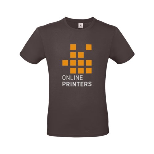 Brun bomulds T-shirt til mnd med korte rmer og rund hals.