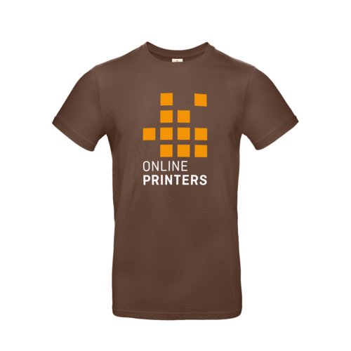Brun bomulds T-shirt til mnd med korte rmer og rund hals.