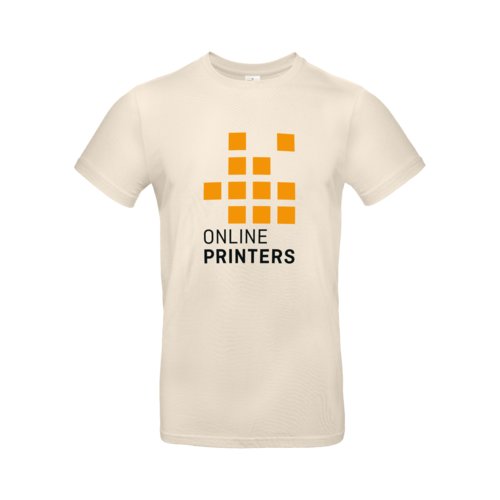 Beige bomulds-T-shirt til mnd med korte rmer.