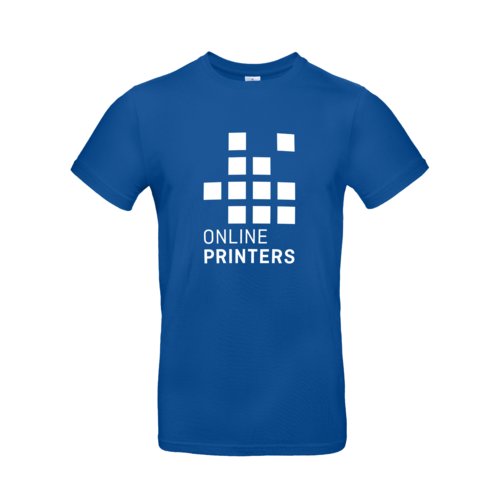 Royal bl bomulds-T-shirt til mnd med korte rmer.