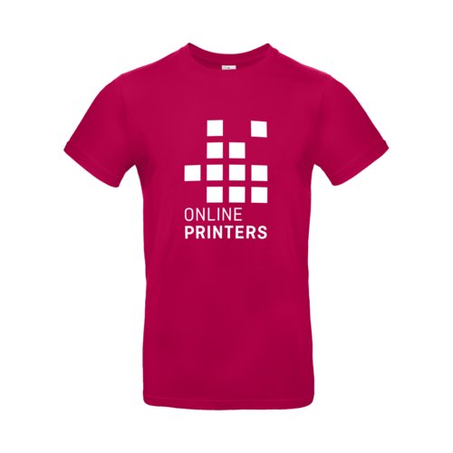 Fuchsiafarvet bomulds-T-shirt til mnd med korte rmer.