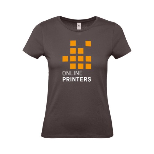 Brun bomulds-T-shirt til damer med korte rmer.