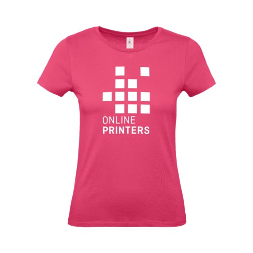 Fuchsiafarvet bomulds T-shirt til damer med korte rmer.