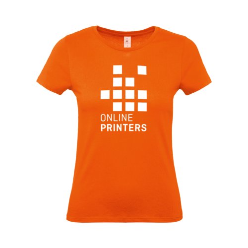 Orange dame T-shirt i bomuld med korte rmer.