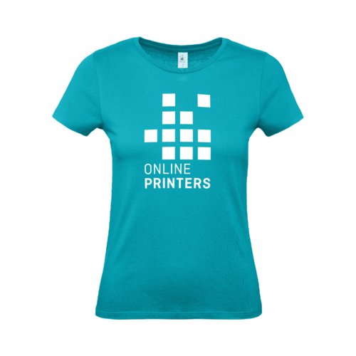 Turkis bomulds-T-shirt til damer med korte rmer.