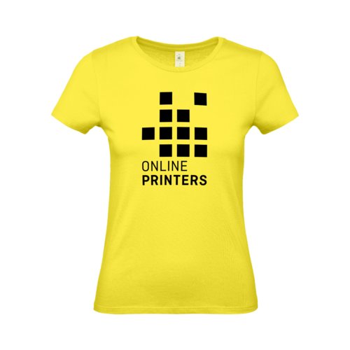Gul bomulds-T-shirt til damer med korte rmer.