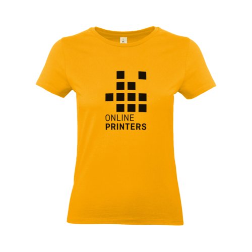 Abrikosfarvet dame T-shirt i bomuld med korte rmer.
