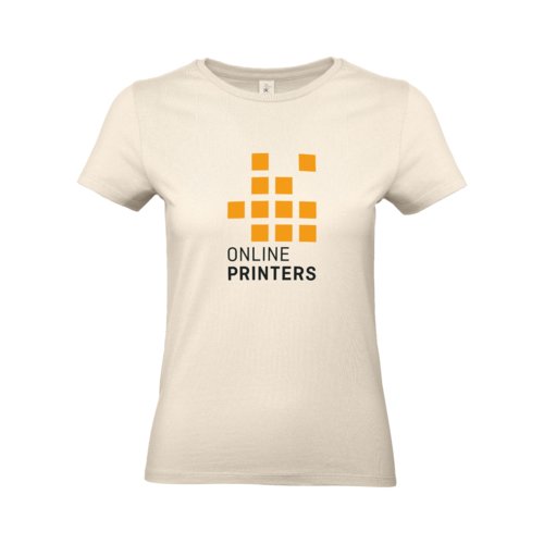 Beige dame T-shirt i bomuld med korte rmer.