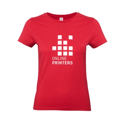 Rd bomulds T-shirt til damer med korte rmer.