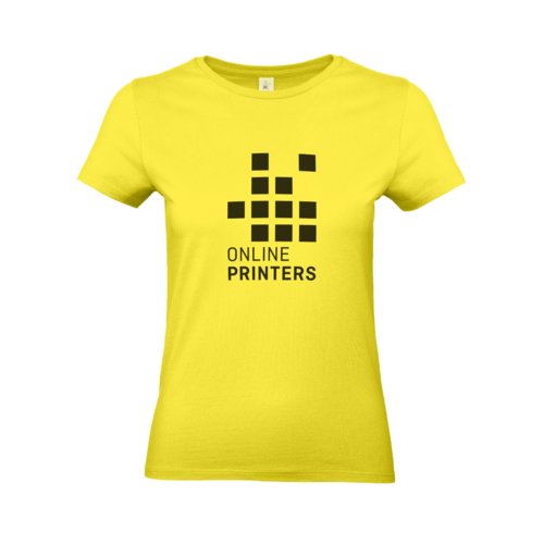 Gul bomulds T-shirt til kvinder med korte rmer.