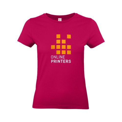 Fuchsia dame T-shirt i bomuld med korte rmer.