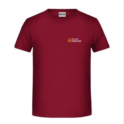 Burgunderfarvet bomulds-T-shirt til brn med korte rmer.