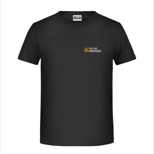 Sort bomulds-T-shirt til brn med korte rmer.
