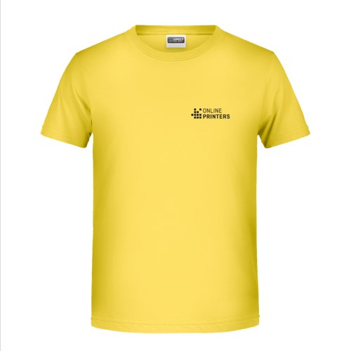Gul bomulds-T-shirt til brn med korte rmer.