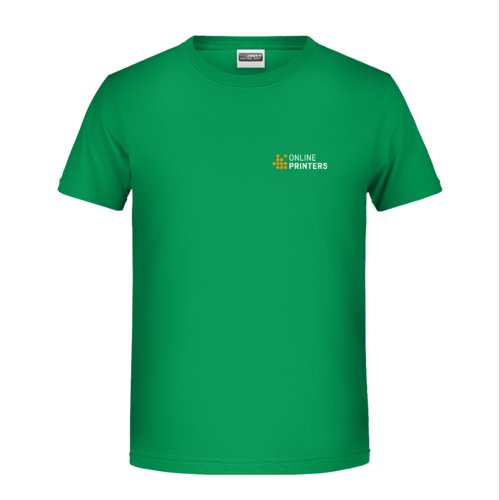 Grn bomulds-T-shirt til brn med korte rmer.
