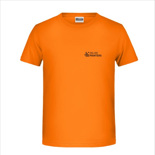 Orange bomulds T-shirt til drenge med korte rmer og rund hals.