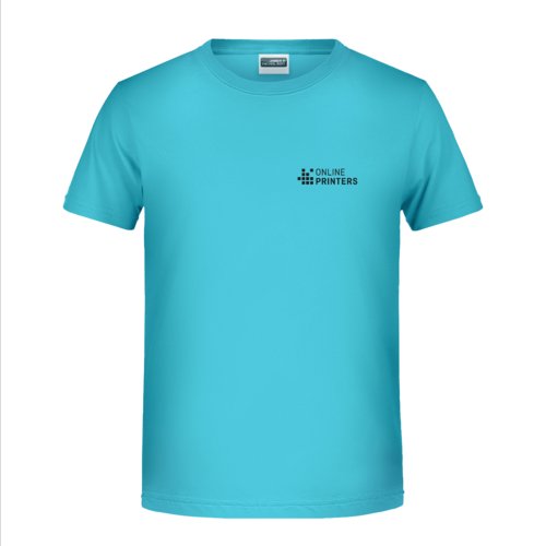 Turkis bomulds T-shirt med korte rmer.