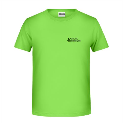 blegrn bomulds-T-shirt med korte rmer og rund hals.