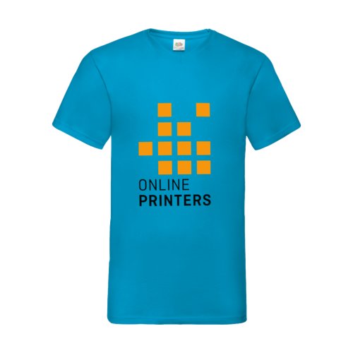 Azurbl bomulds T-shirt med V-hals til mnd.