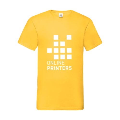 Gul bomulds T-shirt med V-udskring til mnd.
