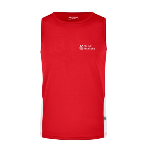 Rd og hvid polyester tanktop til mnd.