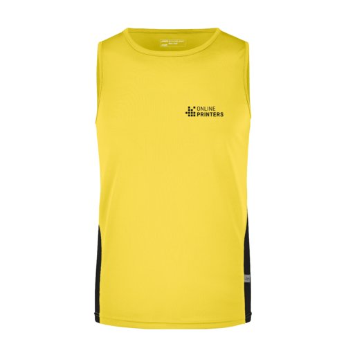 Gul/sort polyester tanktop til herre.