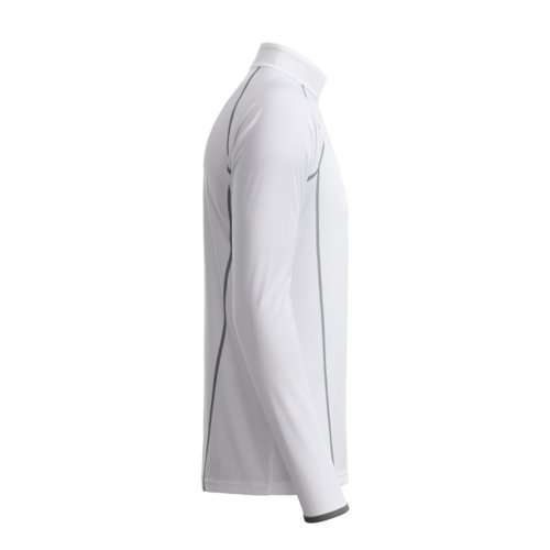 Hvid polyester langrmet skjorte til mnd med stand-up krave.
