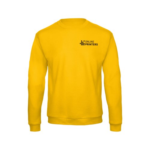 Gylden gul bomuld-polyester sweatshirt til mnd med lange rmer.