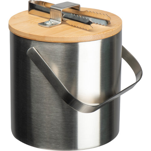Slvfarvet metal-isspand med trlg.