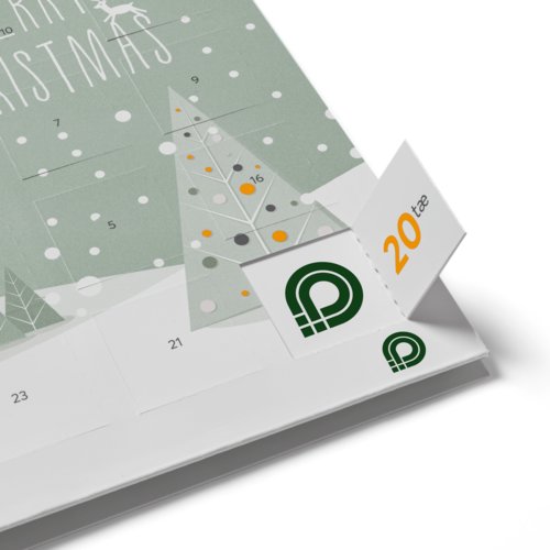 Papir julekalender, der kan �bnes med l�ger.